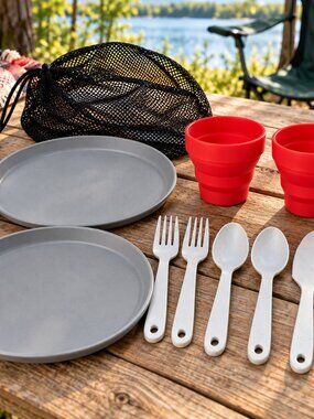 11-Piece Camping Table Setting for 2 – Reusable Dinnerware Set Ozark Trail